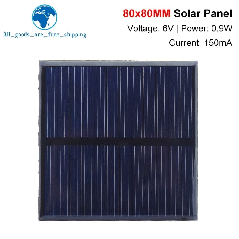 TZT 6V 150mA 0.9W panneau solaire polycristallin 80*80MM Mini système solaire Sunpower bricolage pou