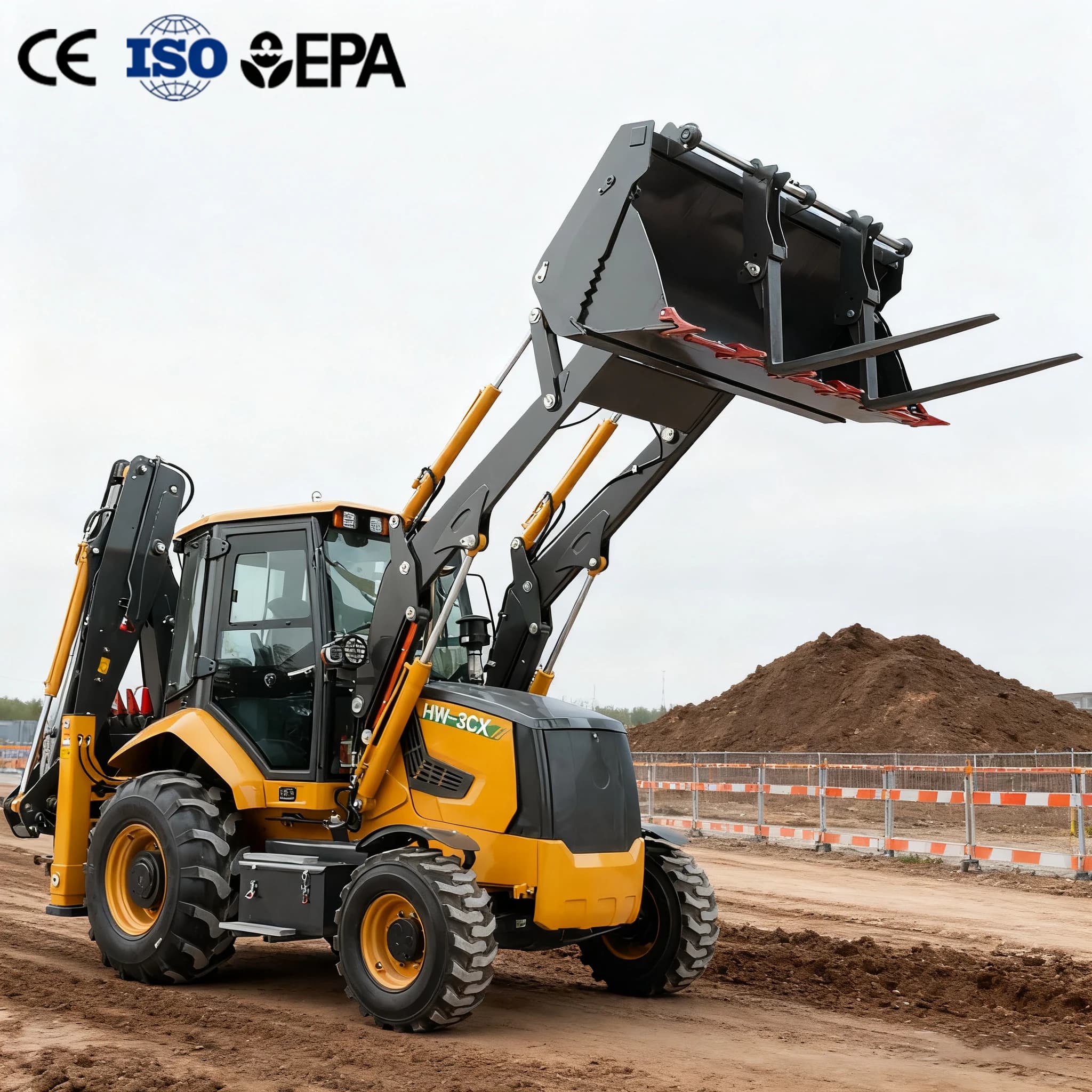 Nouveau 7.8 tonnes pelle chargeur 4x4 rétro-pelleteuse multi-usages 4WD tout-Terrain Diesel tracteur