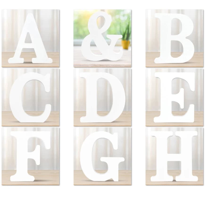 Lettres en bois blanc de 6 pouces, lettres en bois inachevées pour décoration murale, lettres sur pi
