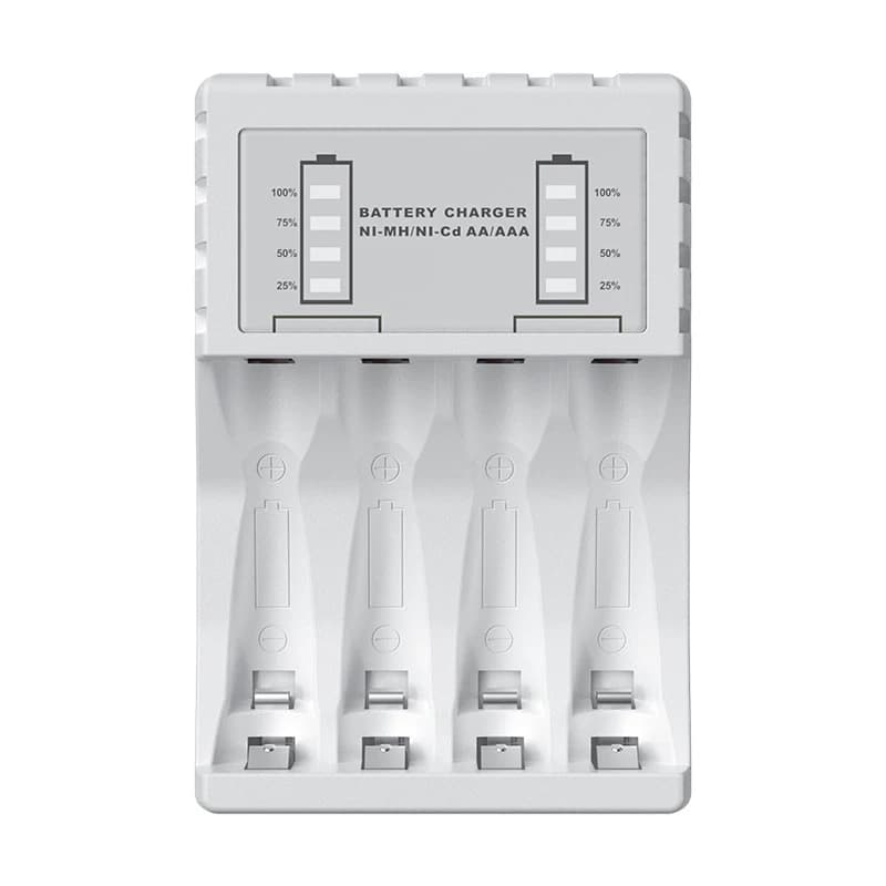 Chargeur de batterie à 4 emplacements, chargeur de batterie rechargeable avec indicateur d'affichage