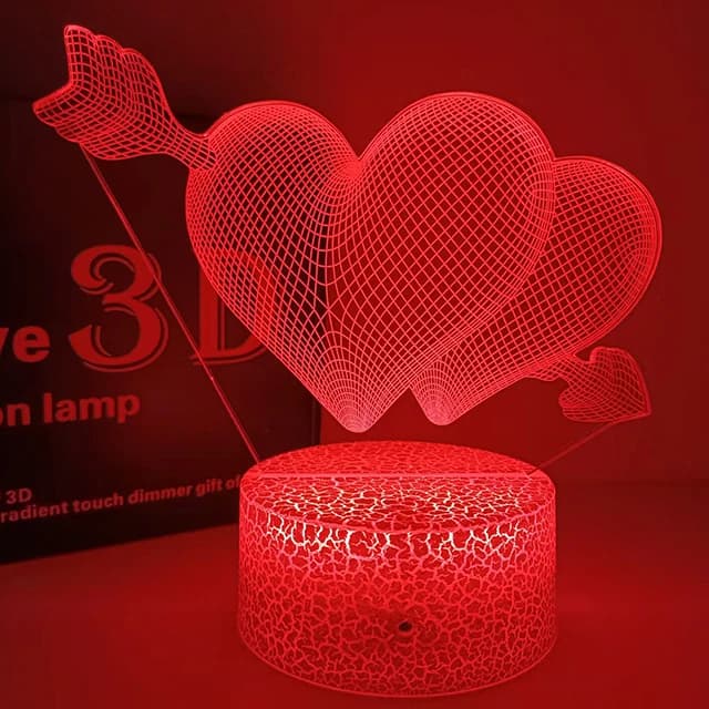 Amour romantique Led lampe de nuit en forme de coeur veilleuse chambre décor bureau ornement 3d lamp