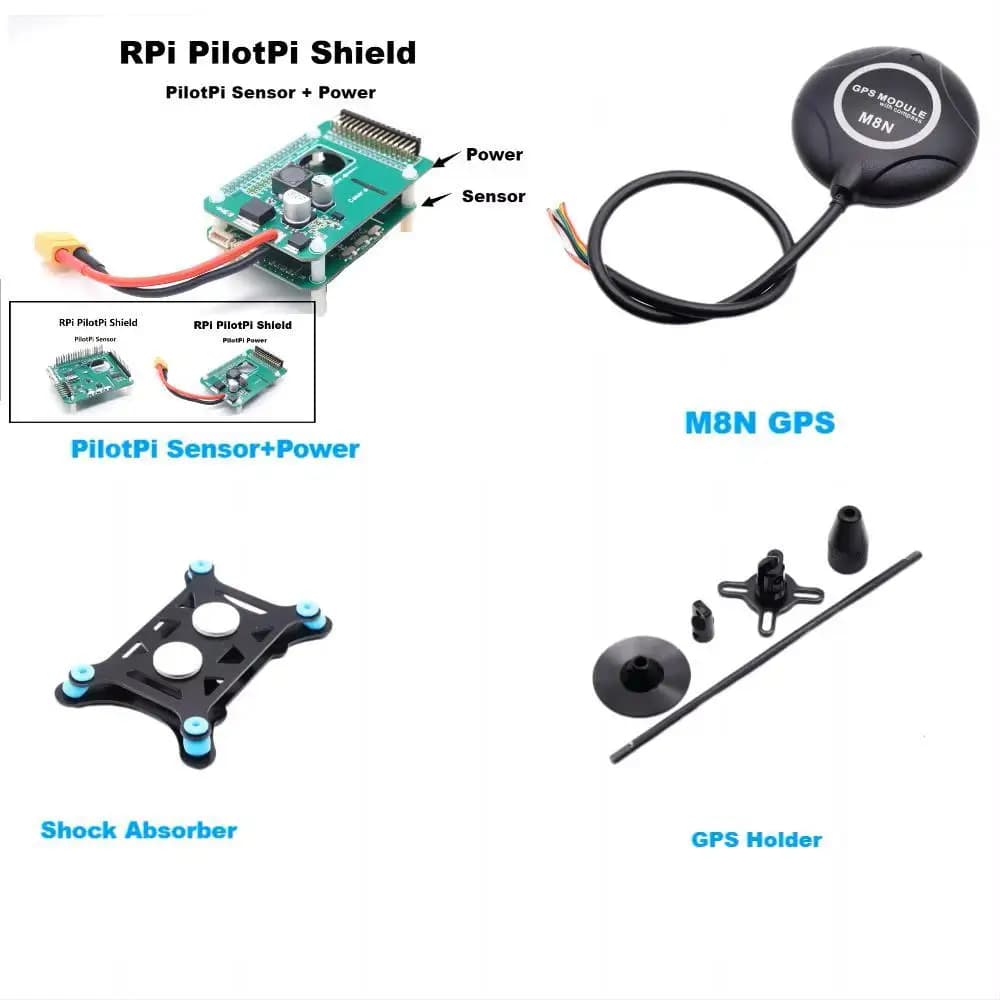 Angeltoy RPi PilotPi Shield : Contrôleur de vol, capteur et alimentation avec Raspberry Pi OS, GPS M