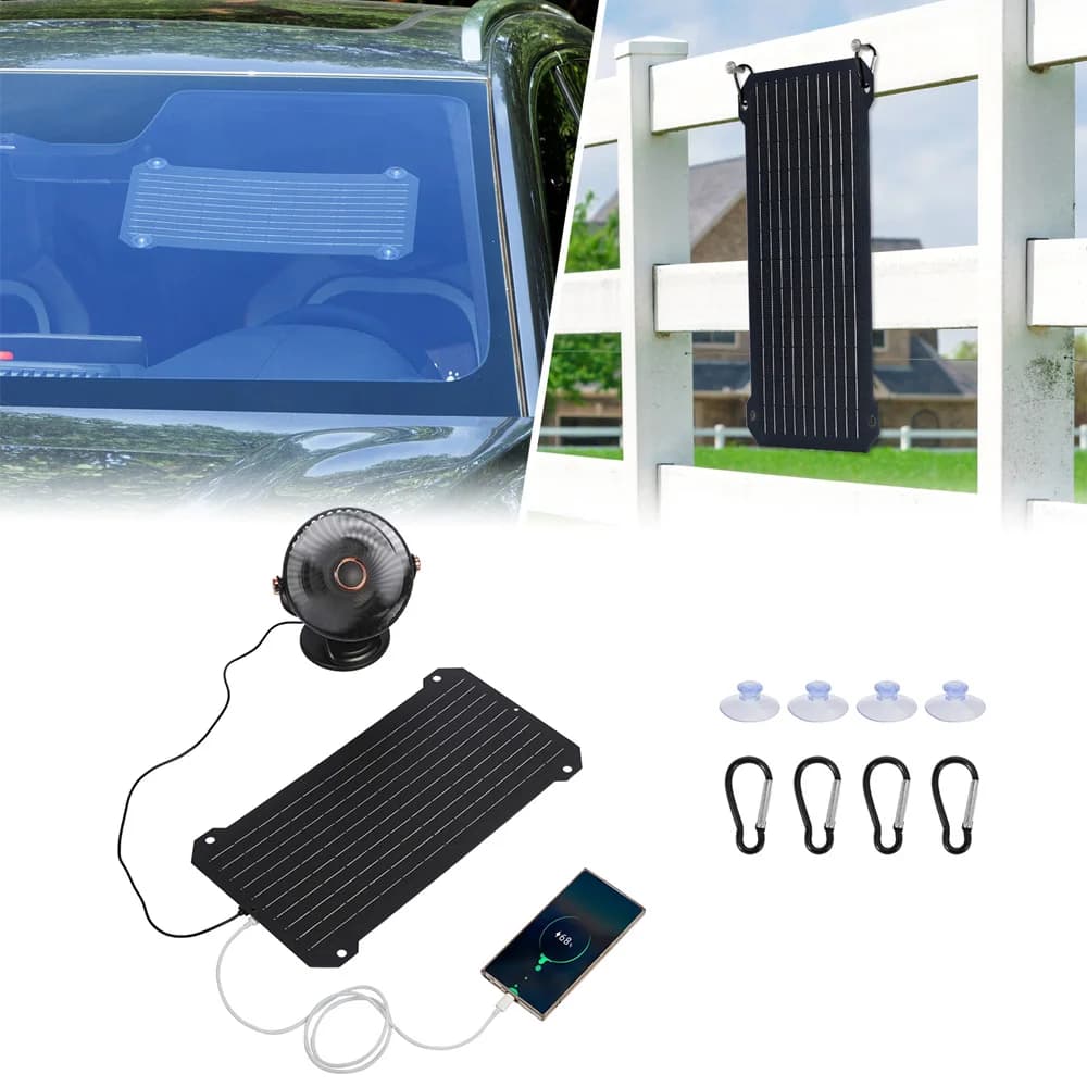 Panneau solaire flexible 15W avec ports Type-C/USB pour téléphone portable, panneau de charge portab