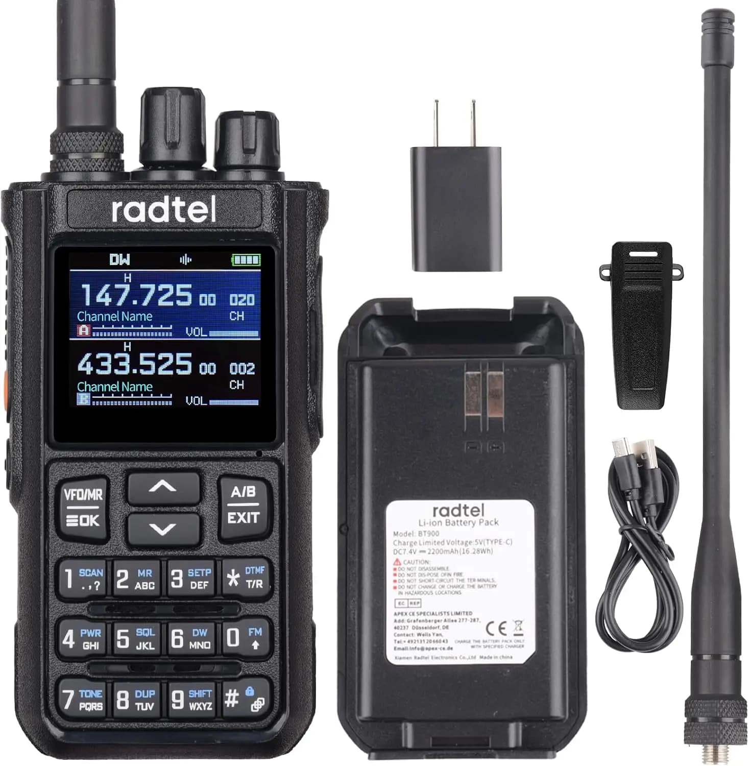 Radtel RT-900 8W 512 canaux Radio amateur pleine bande (sans Bluetooth) talkie-walkie bande aérienne