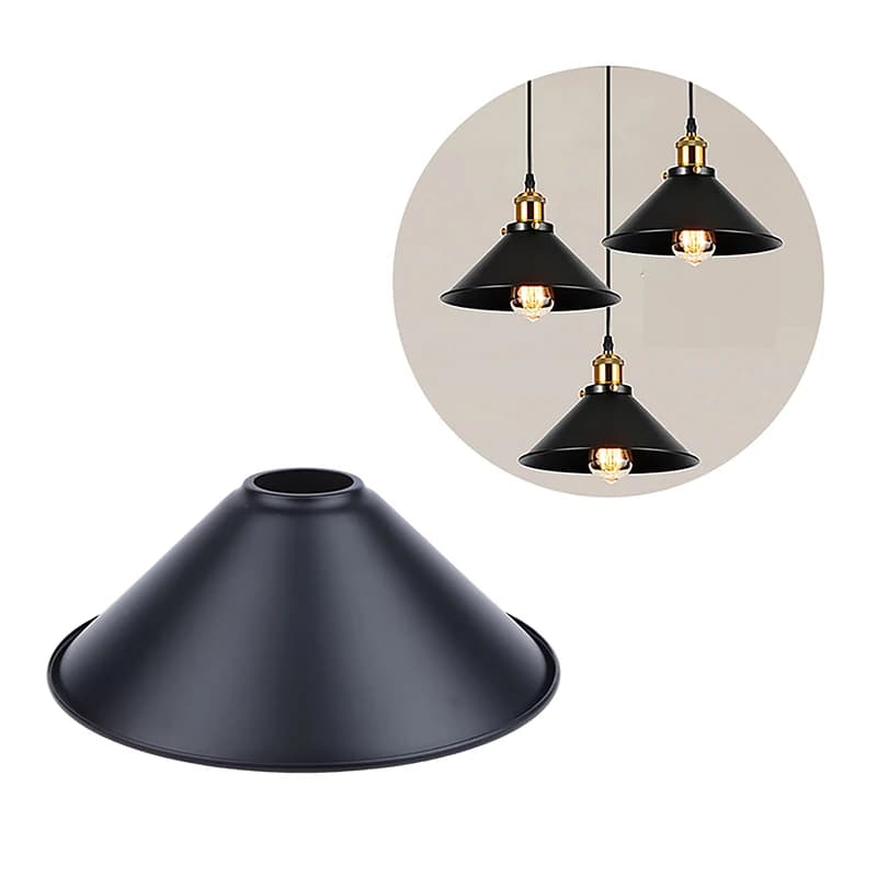 Abat-jour en fer noir, style industriel rétro américain, pour lustre, applique murale, lampe de tabl