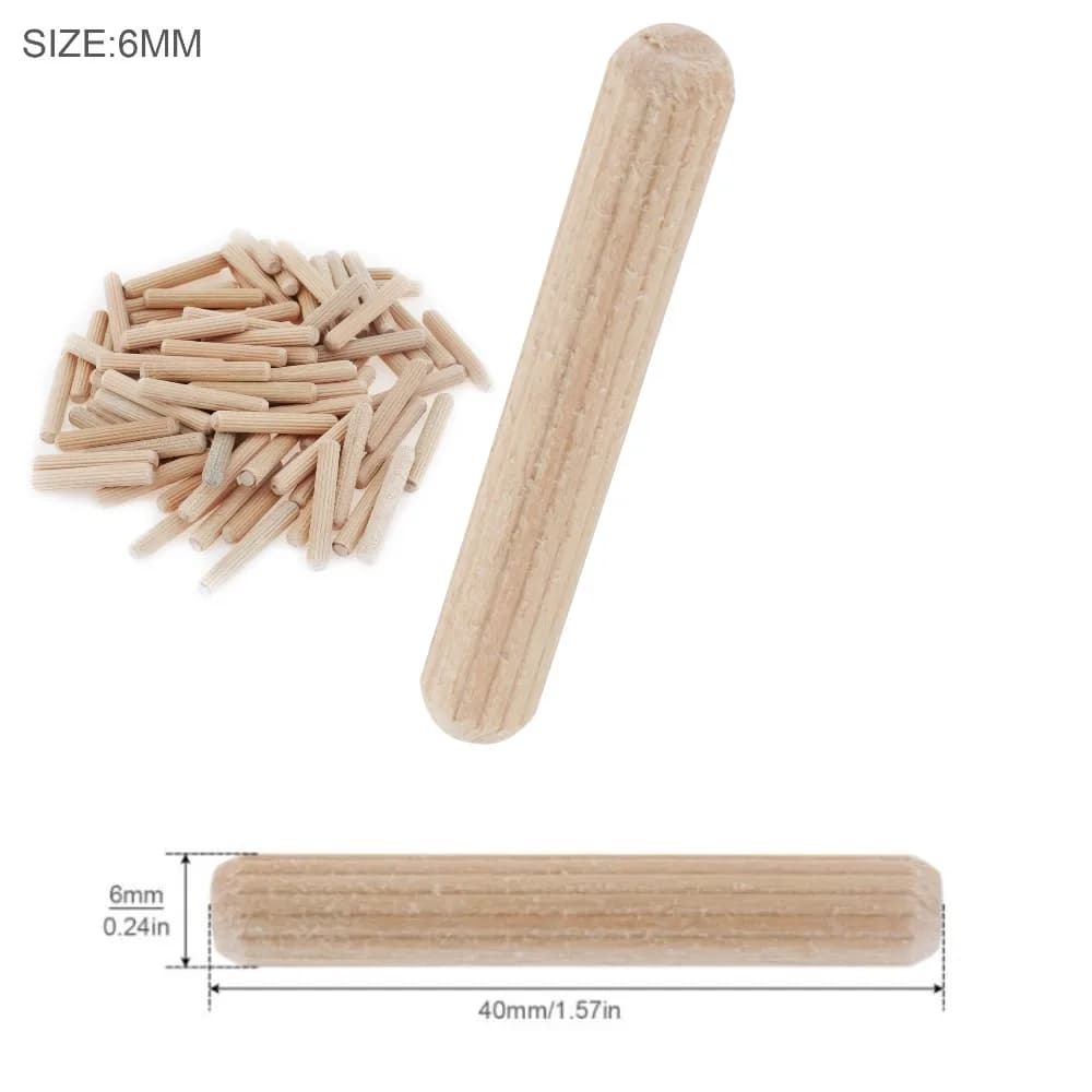 100 pièces chevilles en bois bouchons rainurés en bois dur meubles menuiserie rainuré broche cannelé