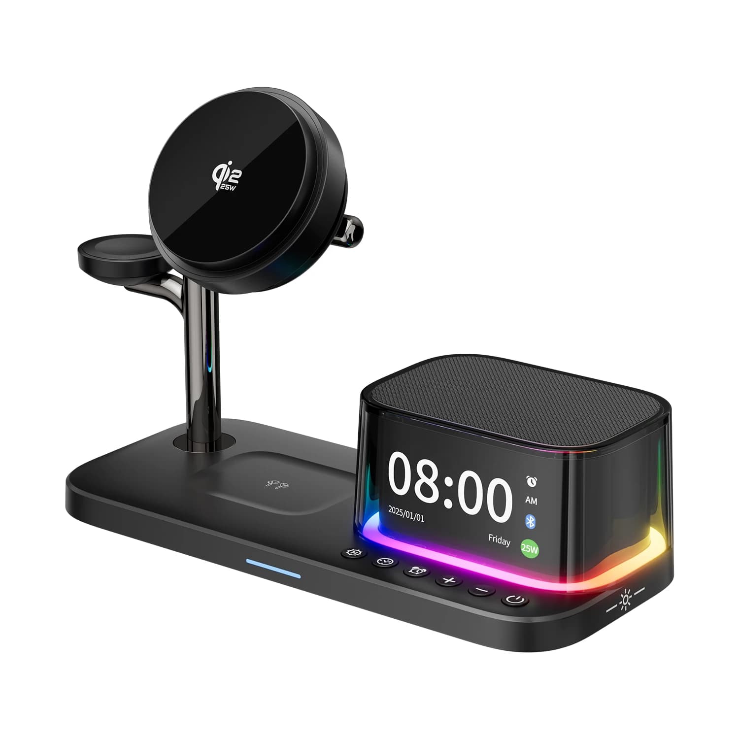 Chargeur sans fil magnétique Qi2 25W avec refroidissement ICE et haut-parleur Bluetooth pour iPhone 