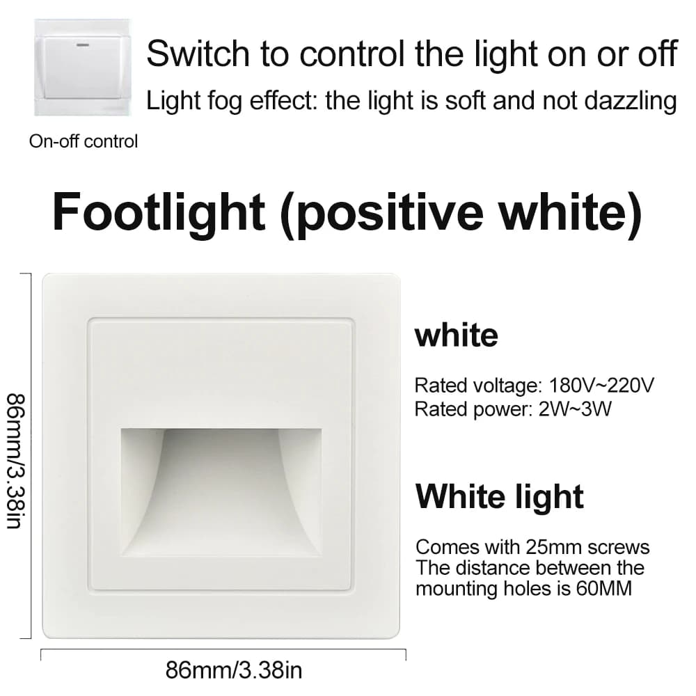 Applique murale LED encastrée pour escalier, éclairage de marche AC180-220V, éclairage de couloir, é