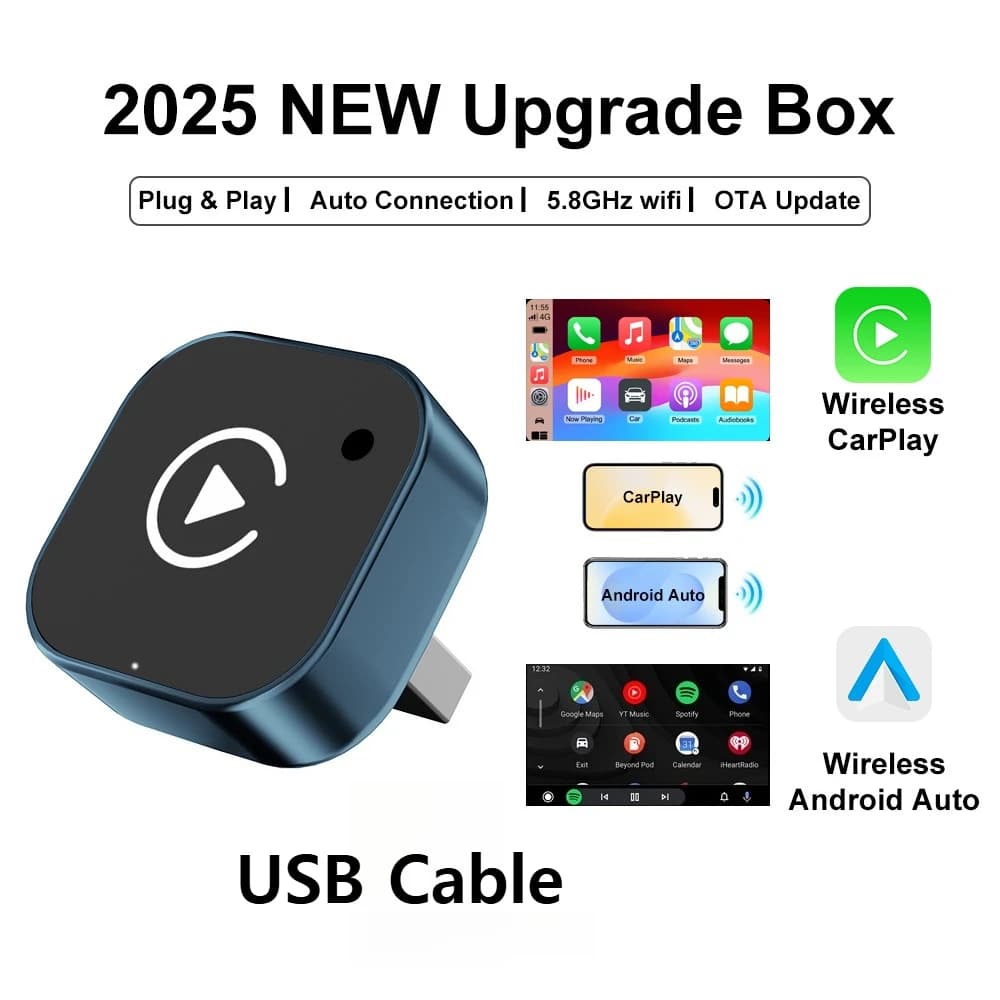 Adaptateur CarPlay sans fil 2026 2-en-1 : Dongle filaire vers sans fil pour Apple et Android Auto, P
