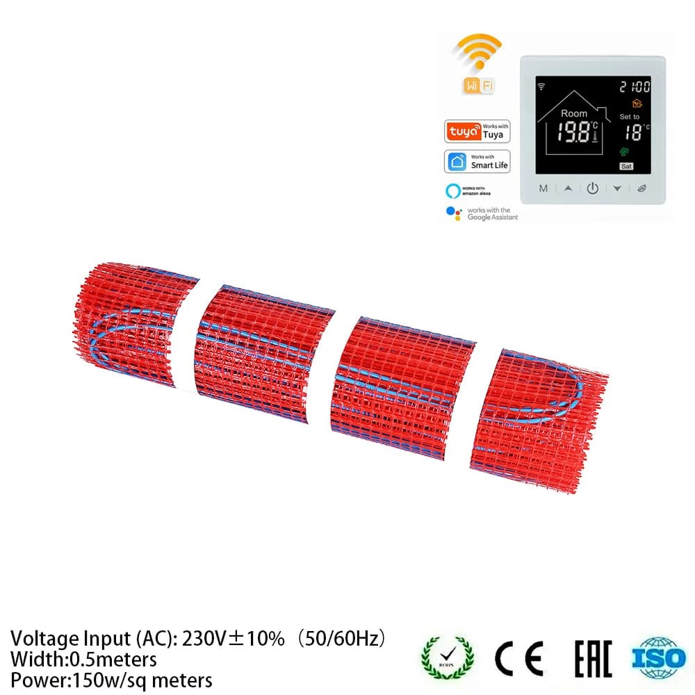 Système de chauffage rapide au sol électrique radiant avec thermostat programmable Wifi requis compr
