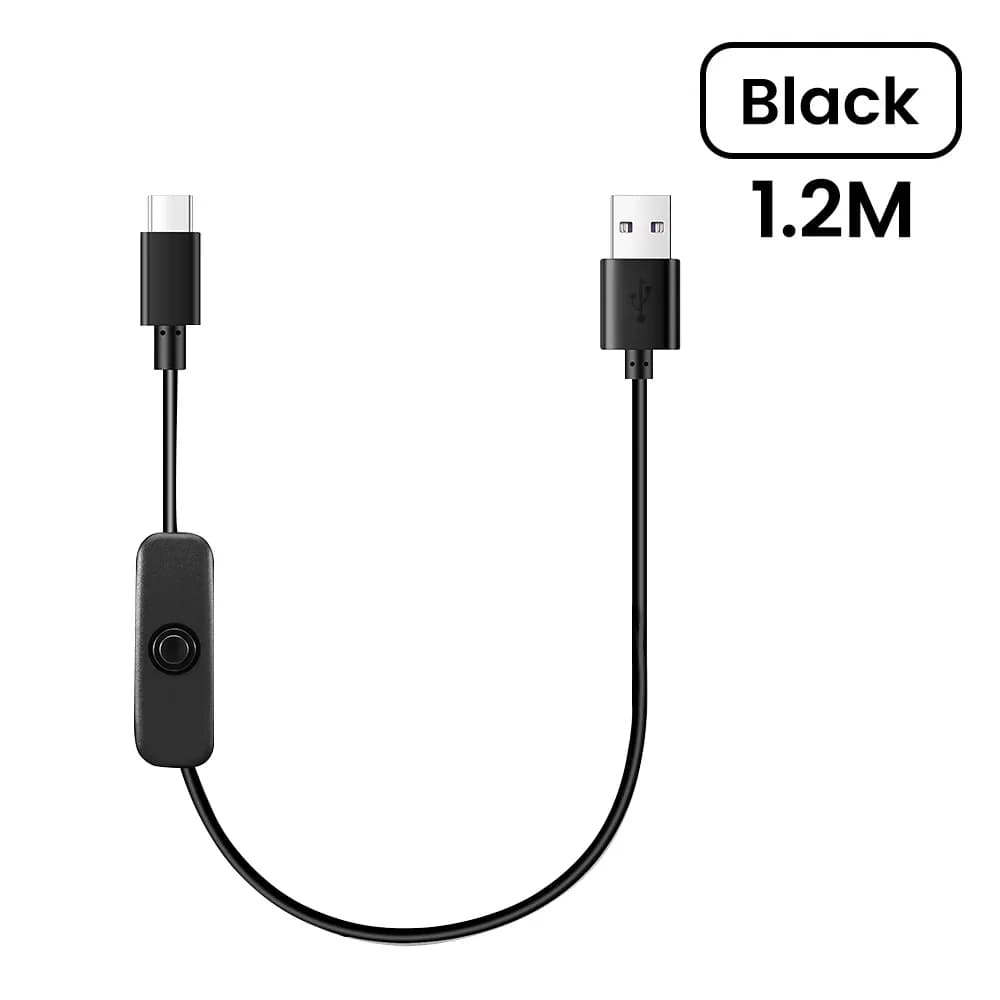 Câble de charge USB A vers Type C avec interrupteur marche/arrêt pour téléphone portable, lampe de b