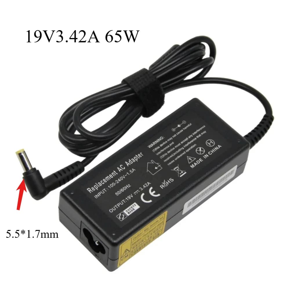Chargeur d'alimentation pour ordinateur portable ACER Acer, 19V3.42A 65W 5.5x1.7mm AC