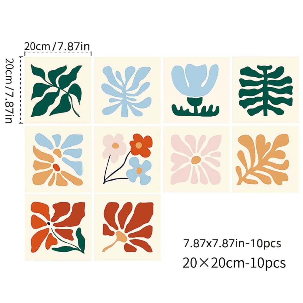 Carreaux de dosseret à décoller et à coller, autocollants muraux floraux abstraits amovibles, amovib