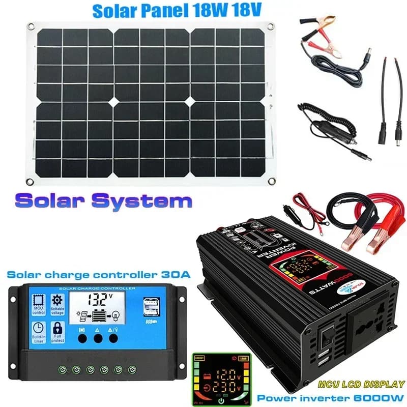 Système de panneaux solaires 12V à 110V/220V, contrôleur de Charge de batterie de panneau solaire 18
