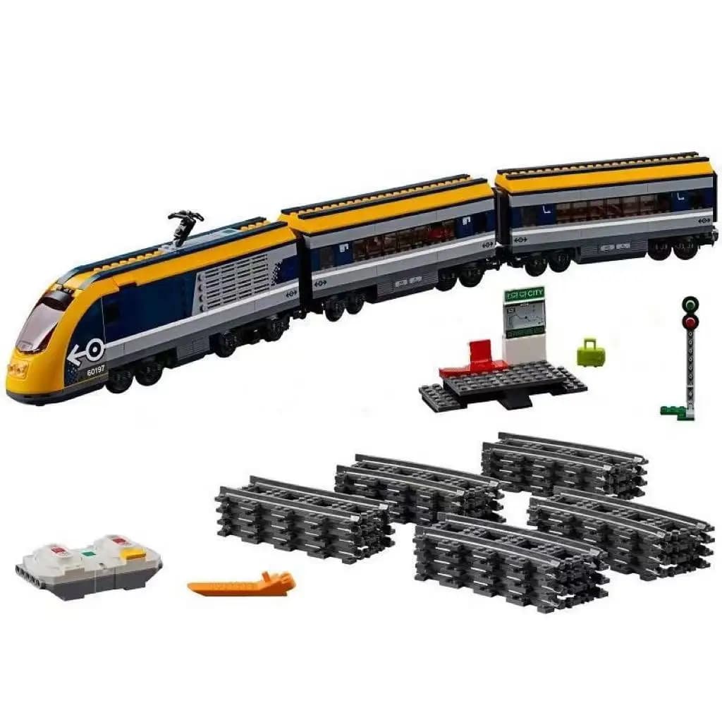 Train de passager de ville télécommandé, Compatible avec la gare ferroviaire 60197, blocs de constru