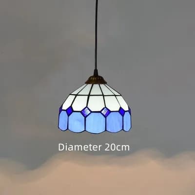 Lampes suspendues en vitrail méditerranéen, Vintage Tiffany, lampe de face colorée, luminaires de cu