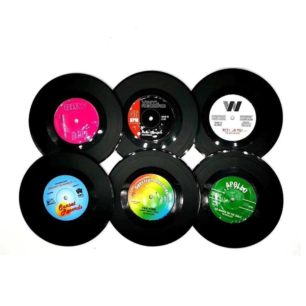 Cowijk-Ensemble de disques en vinyle rétro colorés, sous-verre pour boissons, décor de table basse, 