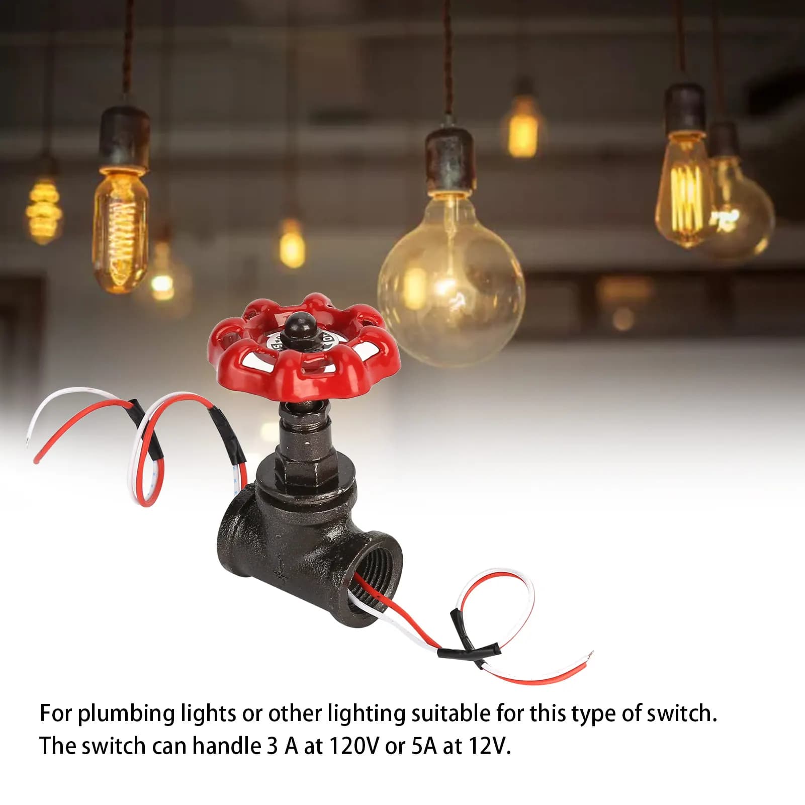 Lampe de vanne vintage steampunk rétro G1/2 pouce avec fil pour tuyau d'eau, lampe vintage, vanne st