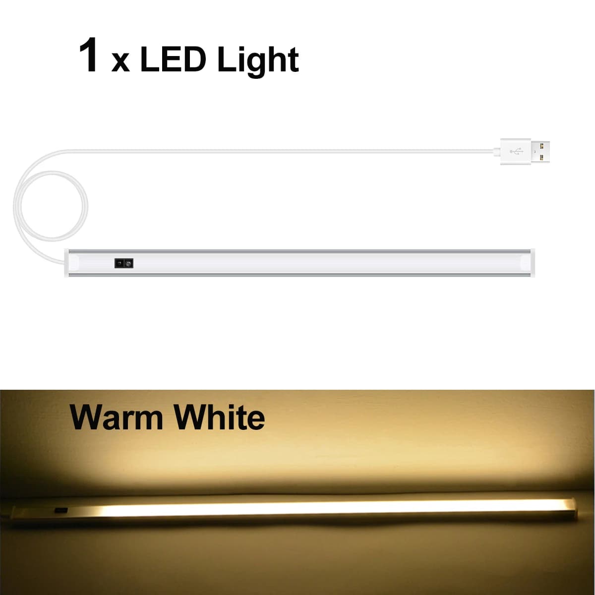 30/40/50CM armoire de cuisine lumière LED balayage manuel capteur de mouvement USB lampe Tube blanc 
