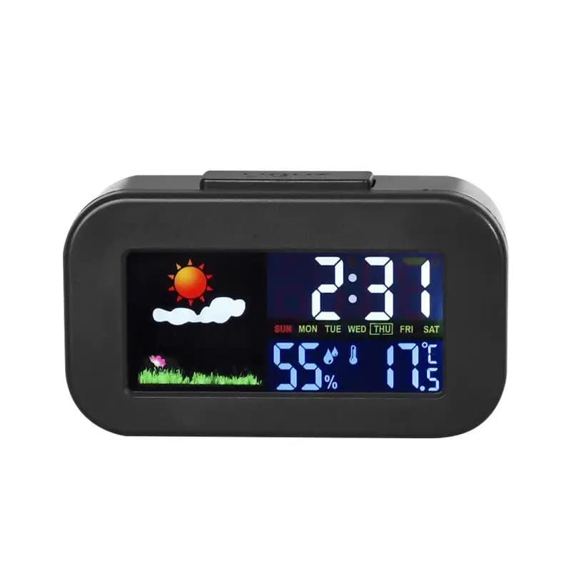 Station météo intelligente avec horloge pour enfants et adolescents, affichage couleur, moniteur de 