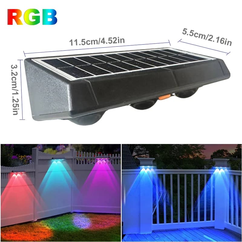 Lampe solaire LED RGB, projecteur étanche alimenté par l'énergie solaire, lumières de décoration ext