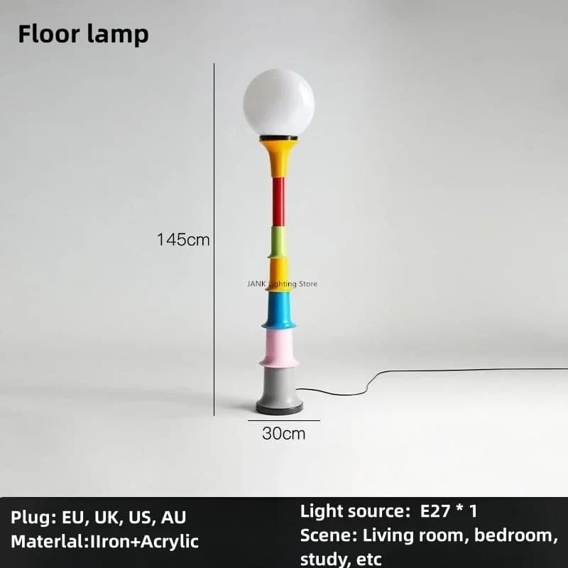 Lampadaire Colonne Romaine Macarons, Lampe sur Pied, Art Rétro, Couleur Bonbon, Salon, Salle d'Étude