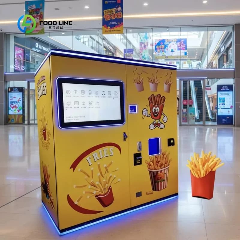 Distributeur automatique de frites à écran tactile multi-paiements pour centres commerciaux