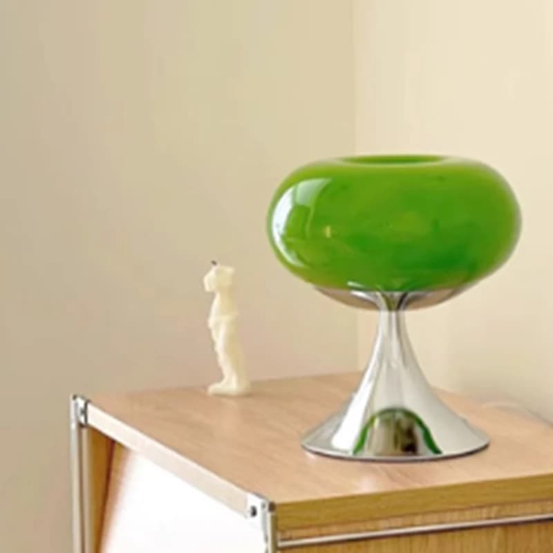 Lampe de table Apple style crème, veilleuse d'ambiance de chevet, lumière LED moderne en verre vinta