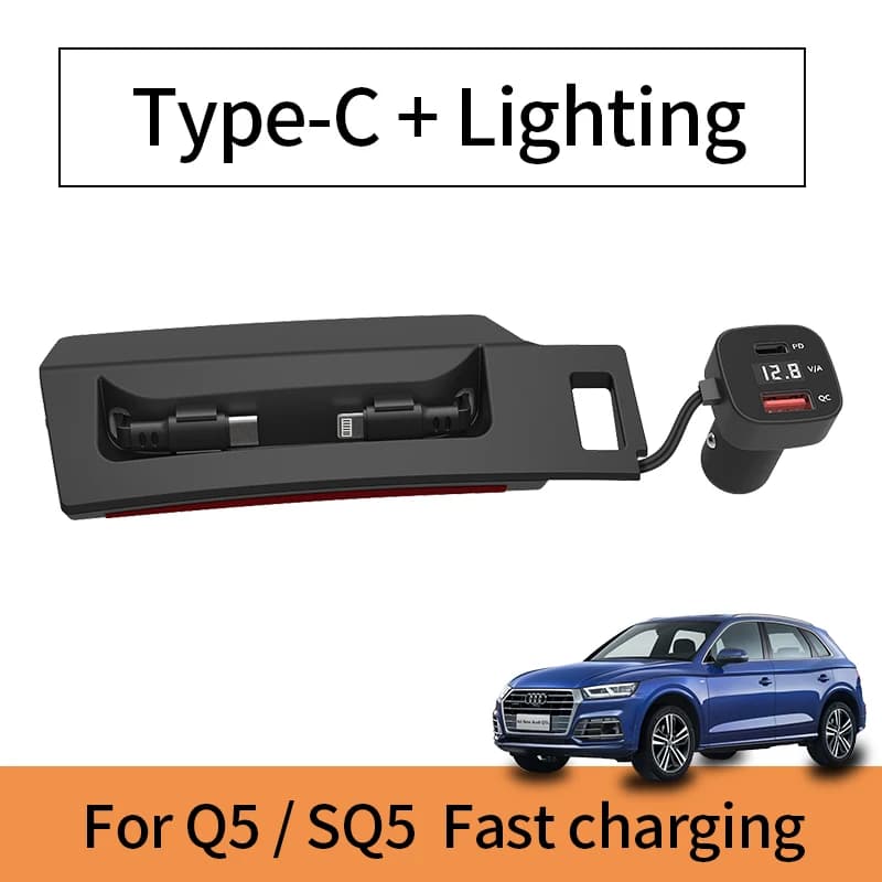 Station d'accueil USB à charge rapide pour Audi, chargeur arrière de voiture sport, allume-cigare La