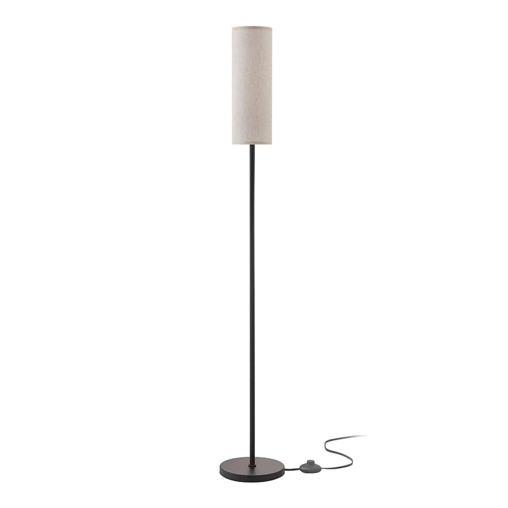 Lampadaire de luxe moderne avec interrupteur au pied, variateur en continu, grand abat-jour en tissu