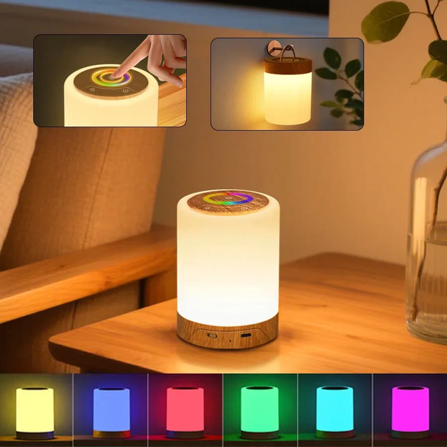 Lampe de Table tactile lampes de chevet de chambre rechargeables RGB blanc chaud veilleuse LED à int