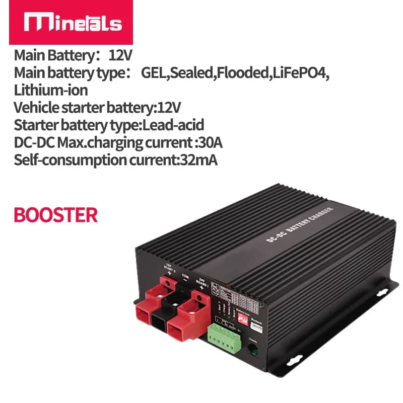 Chargeur intelligent 12V DC à DC 30A, avec Booster, prise en charge de la batterie au lithium, appli