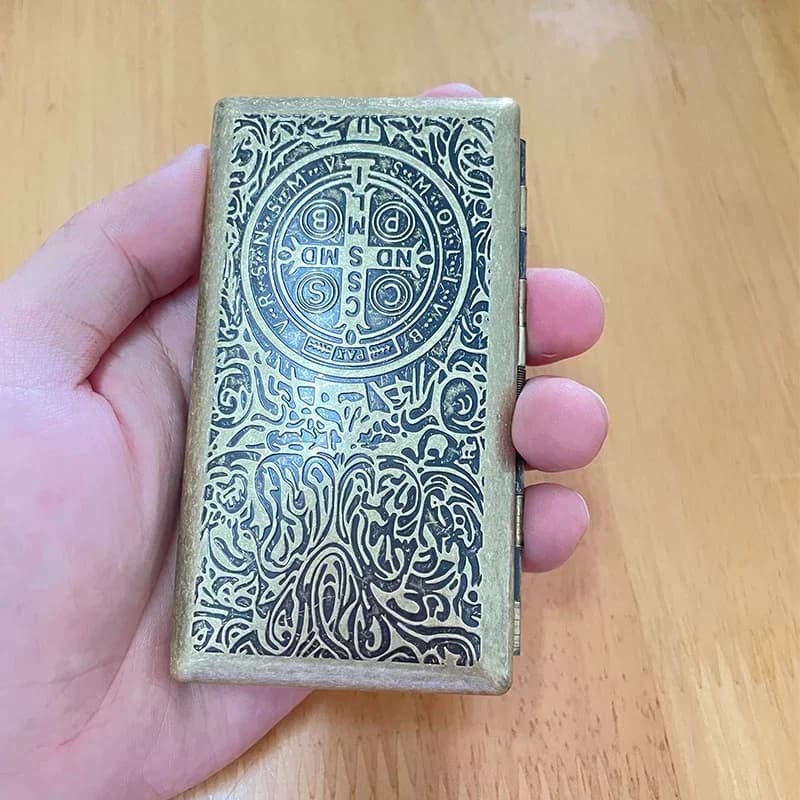 Boîte de rangement portable pour cigarettes, étui à cigarettes fin vintage en cuivre, étui de voyage