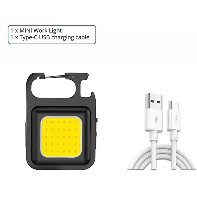 Mini lampe torche porte-clés super lumineuse COB, lampe de travail portable rechargeable par USB, la