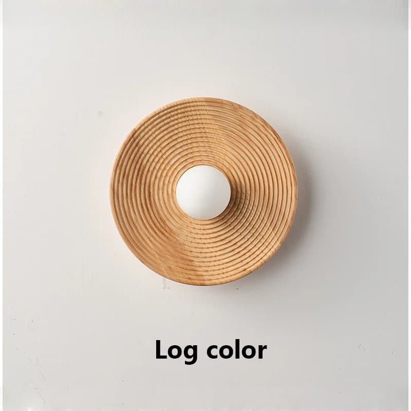 Applique Murale Ronde en Bois de Style Rétro Japonais Nordique, Luminaire Décoratif d'Nik, Idéal pou
