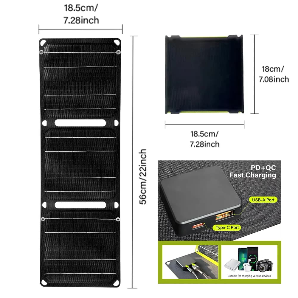 Panneau de batterie solaire portable 2000W 5V 30W/60W/80W usb a c dc12v pour station de banque d'ali
