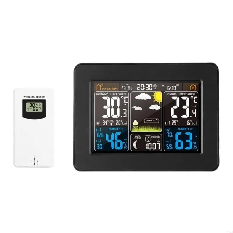 Stations météorologiques numériques multifonctions, réveil météo avec écran couleur vive, compteur t