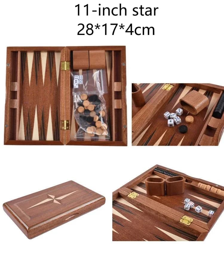 Boîte à échecs Backgammon en bois haut de gamme, ensemble d'échecs Baccarat en bois massif, échiquie