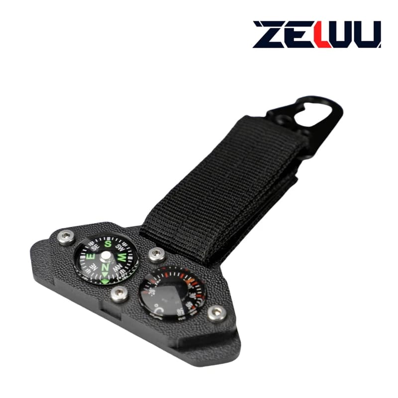 Boussole thermomètre pendentif fonctionnel breloque porte-clés sac à dos accessoires EDC tactique vo