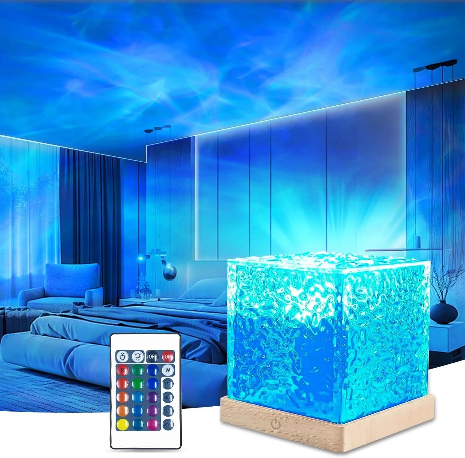 Projecteur de vagues océaniques, lampe Cube 16 couleurs Luminor et télécommande par application, écl