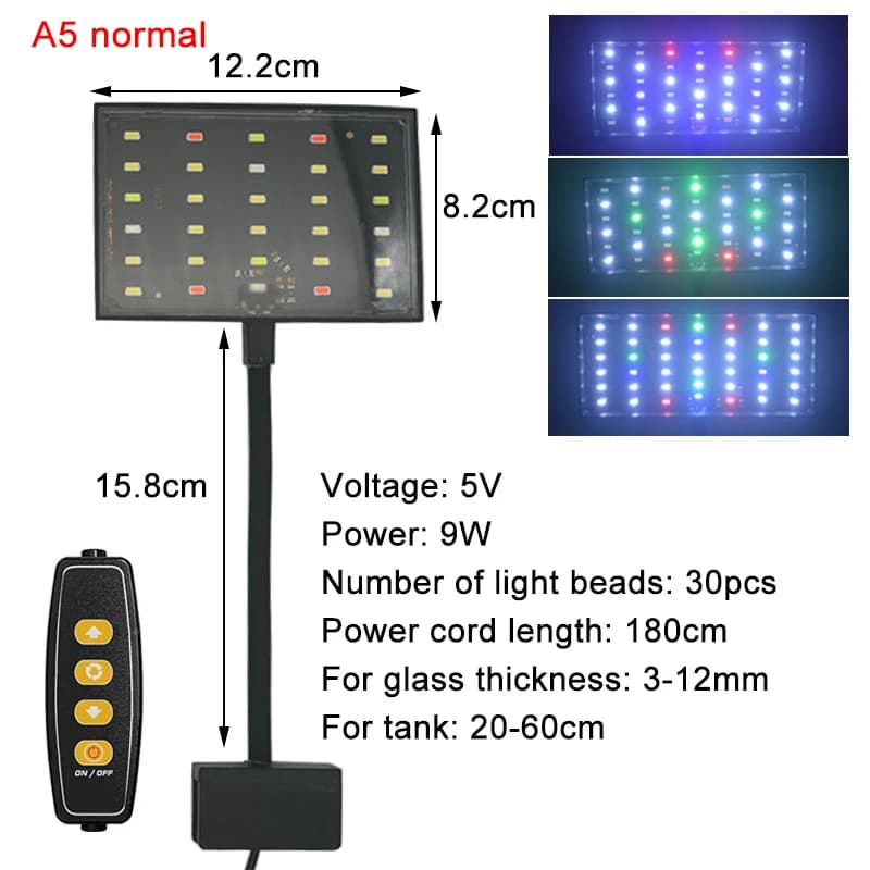 Lampe LED USB pour aquarium, spectre complet, pour la croissance des plantes aquatiques, luminosité 