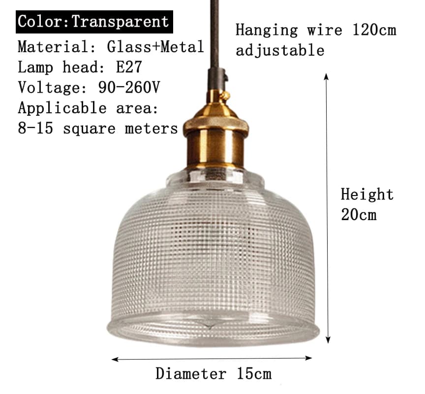 Vitrage pendentif lumières E27 support Vintage classique suspension lampe pour salle à manger chambr