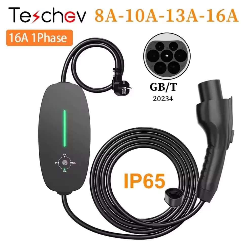 Chargeur EV portable Teschev 3,5 kW 220 V 230 V Type 1 Type 2 Câble de charge EV Station de charge G