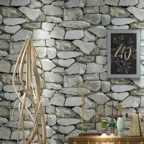 Rouleau de papier peint adhésif en pierre grise, 10M par rouleau, pour décoration de fond, effet 3D