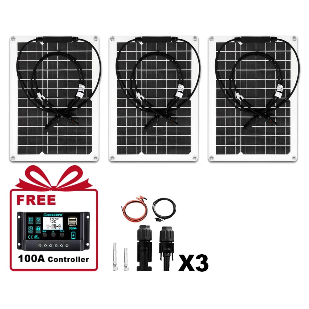 SOECOPO 1800W gratuit 100A contrôleur Camping panneau solaire Kit 3*600W panneaux contrôleur USB 5V 