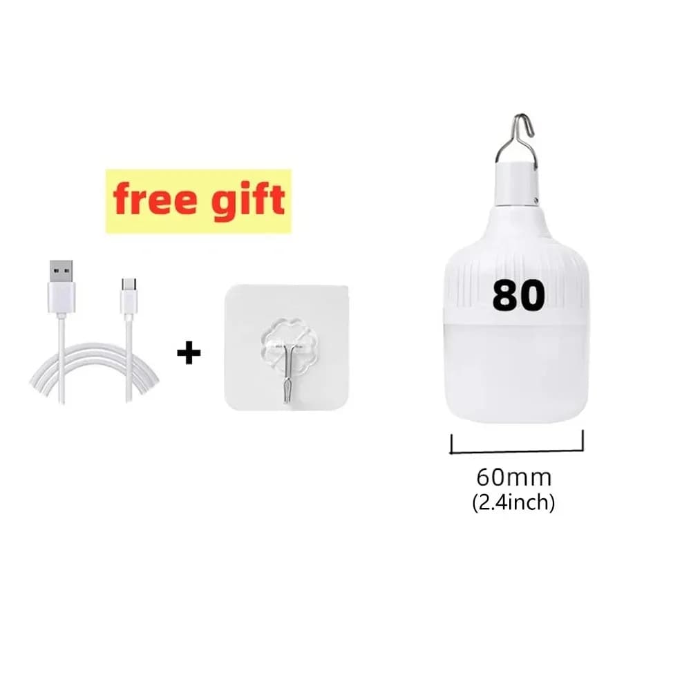 Ampoules LED rechargeables par USB pour l'extérieur, lumière d'urgence à haute luminosité, lanterne 