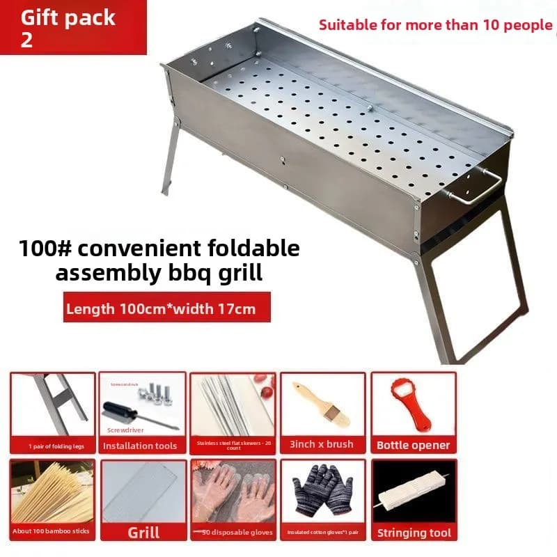 Barbecue au charbon de bois pliable d'extérieur, ensemble complet pour kebabs d'agneau, mini-gril de