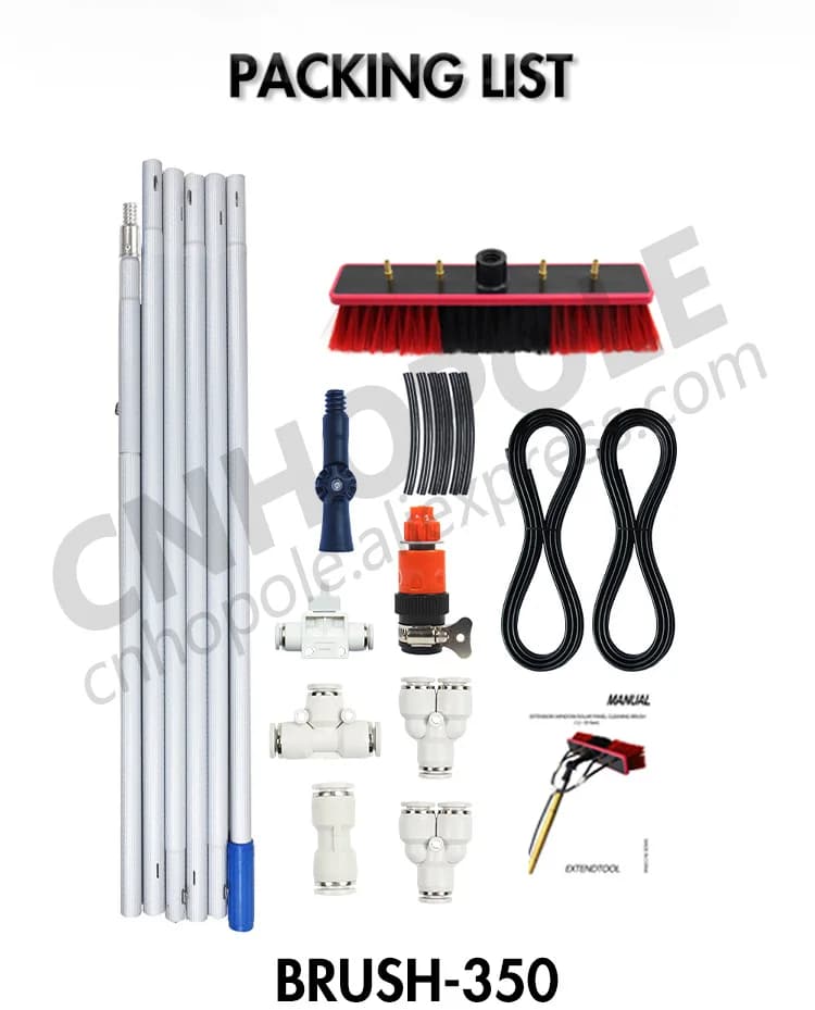 Outil de nettoyage de panneaux photovoltaïques avec perche d'extension de 12/18/24/30 pieds pour pan