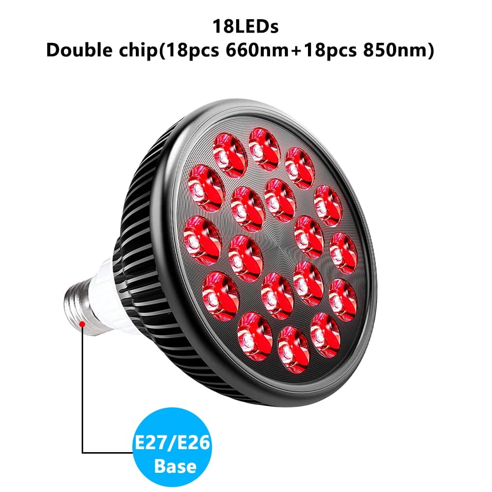 Lampe de thérapie à la lumière rouge E27 avec ampoule combinée infrarouge à clipser 660nm et 850nm p