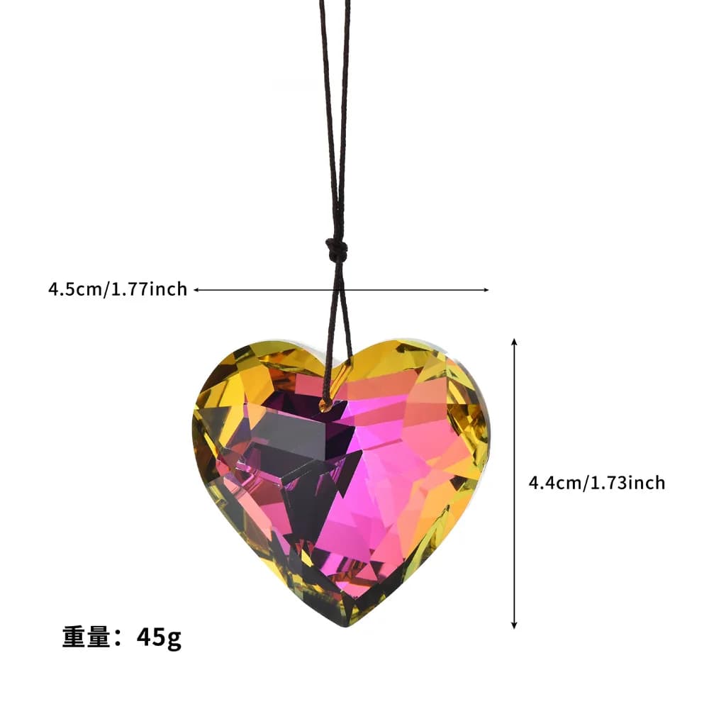 Pendentif Prisme Cœur en Cristal, Accessoires de Bijouterie Artisanale en Cristal, Décorations de Lu